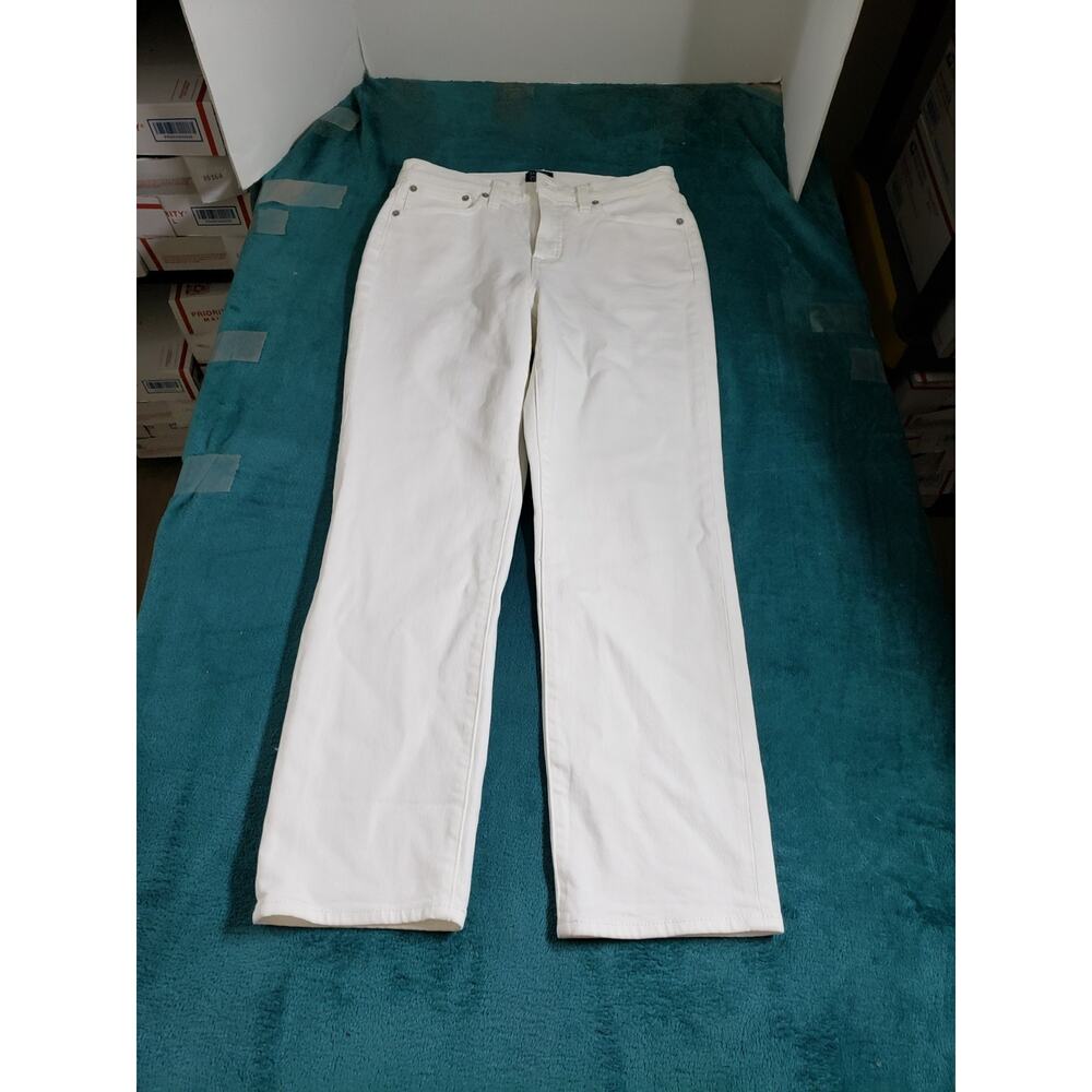 J Crew Jeans Size 26 Womens White Pants Stretch Mid Rise Essential Straight